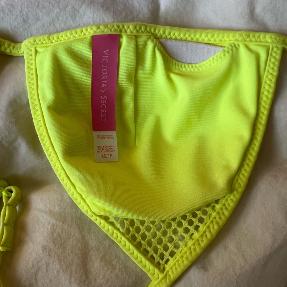 Victoria’s Secret Neon Yellow Mesh Triangle Bikini Top - Picture 2 of 2